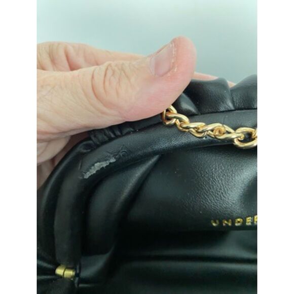 Understated LEATHER Black Formal Handbag Shoulder Chain - Picture 5 of 9